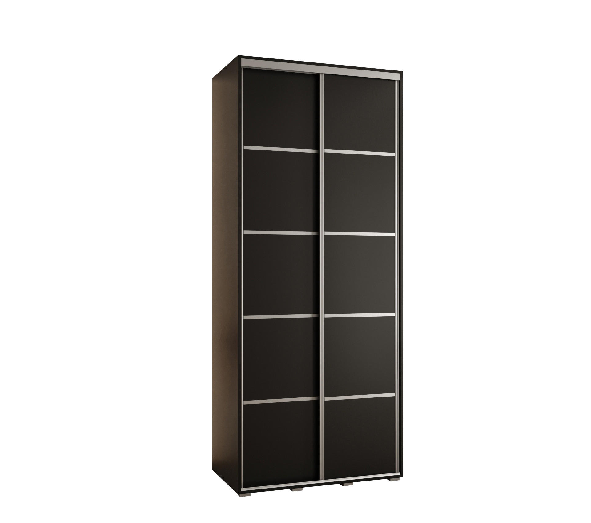 Abiks Möbel Schwebetürenschrank Schwarz, Schwarz, Silber 100x235x45 cm