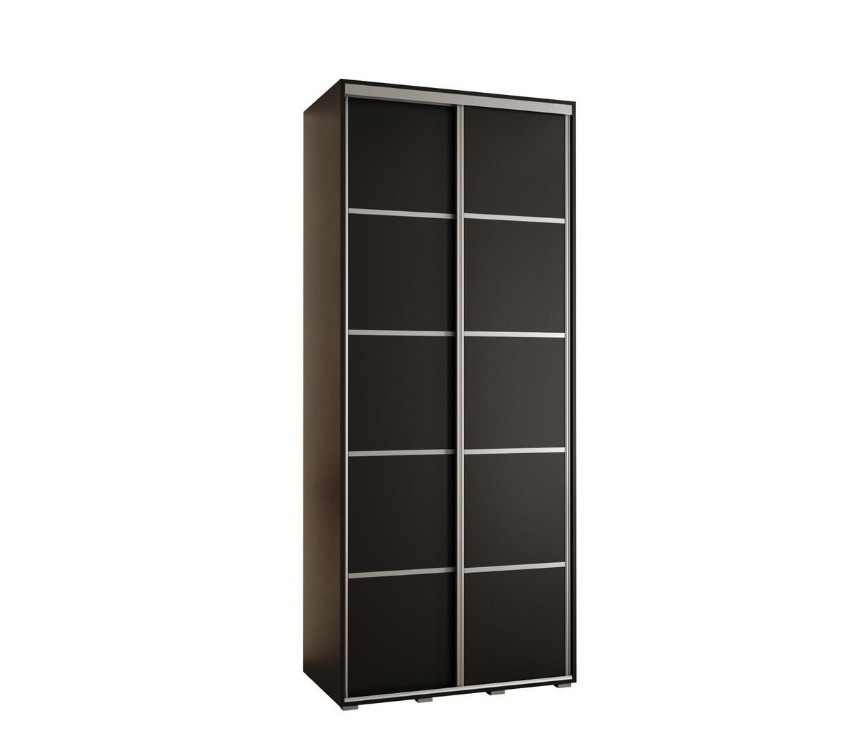 SCHWEBETÜRENSCHRANK 235,2/110/60 2-türig - Silberfarben/Schwarz, Holz/Metall (110/235/60cm) - Abiks Möbel