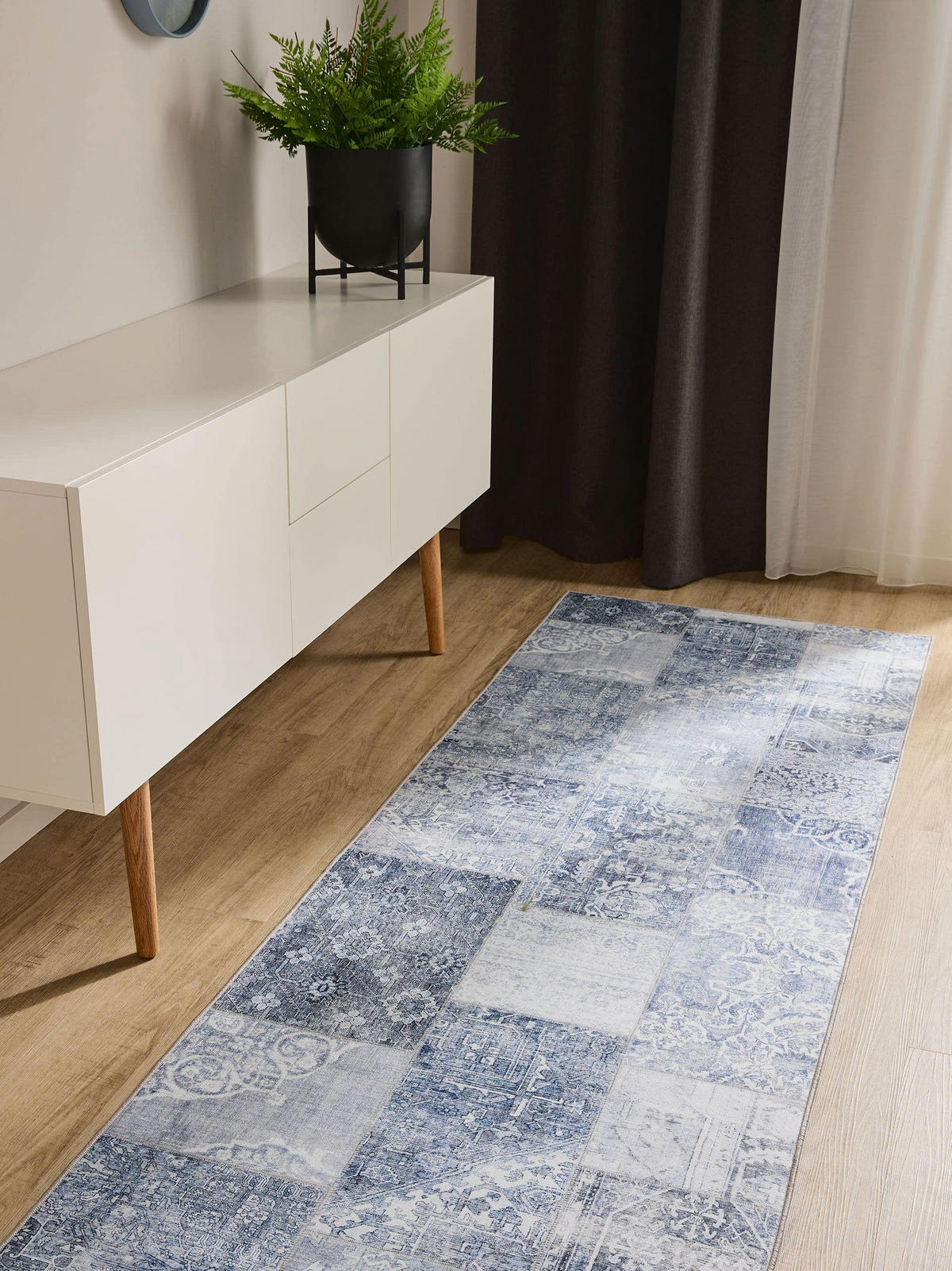 VINTAGE-LÄUFER George waschbar 80x240 cm - Blau, Kunststoff (80/240cm) - benuta