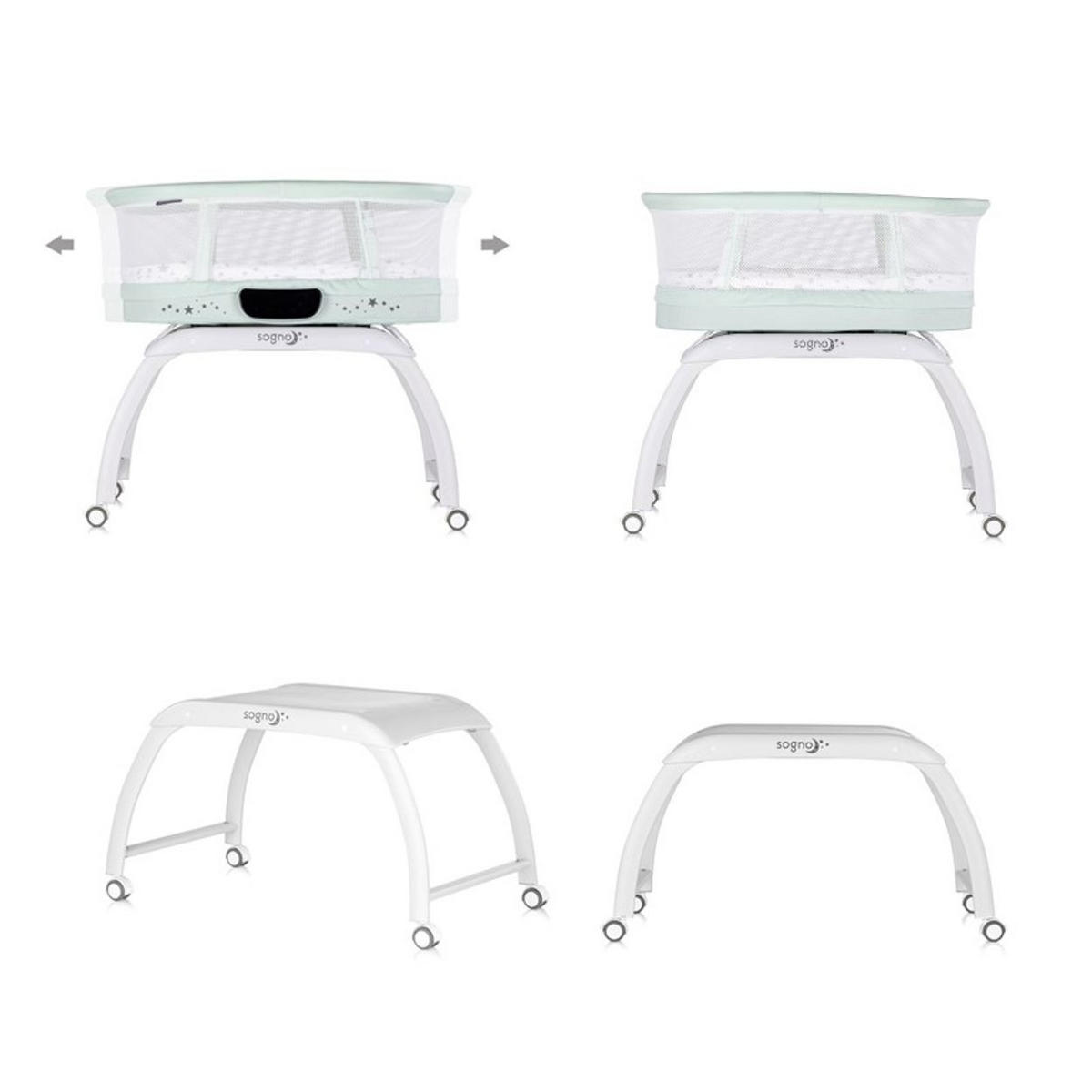 BEISTELLBETT Sogno 2 in 1 grün 83 x 40 cm, elektrisch, Schaukelfunktion, Fernbedienung, Waage - Grün, Metall (40/83cm) - Chipolino