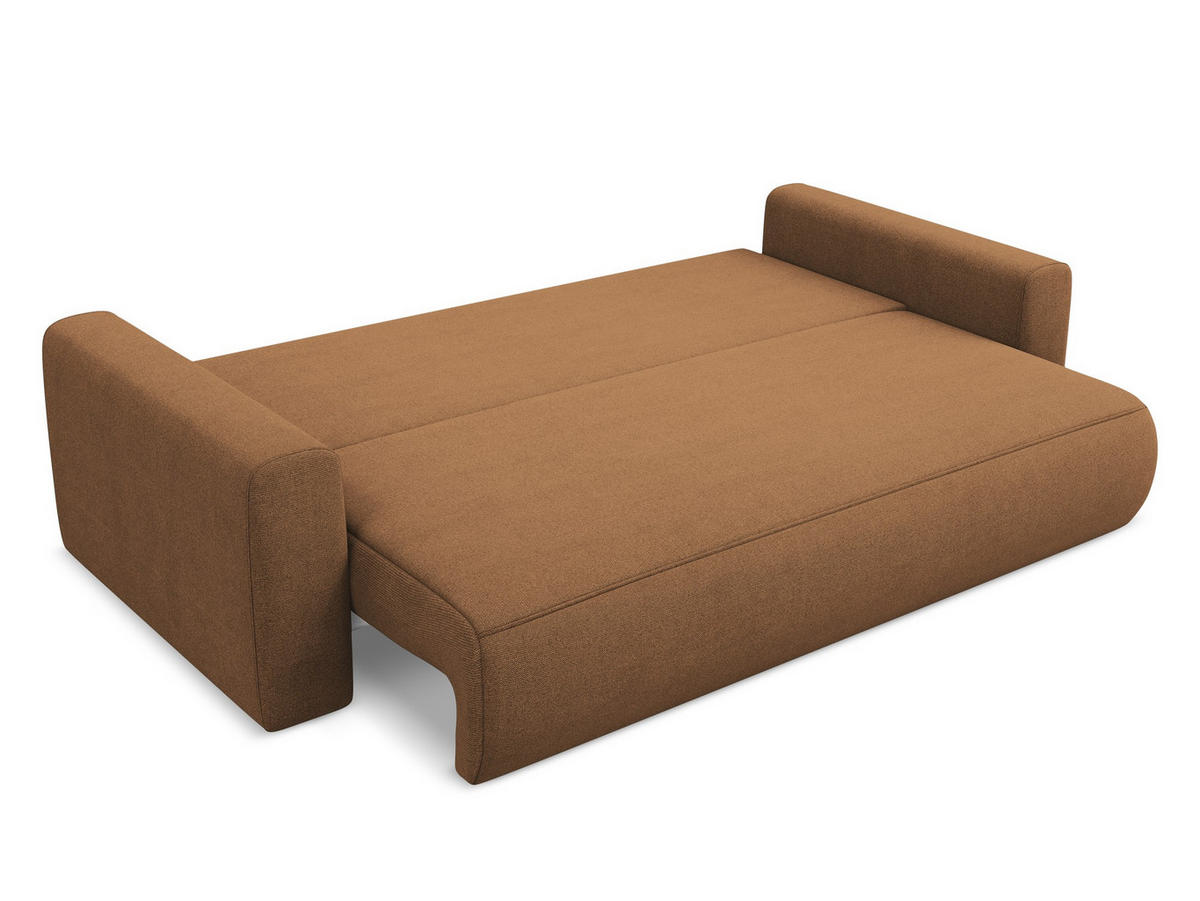 3-SITZER SOFA mit Schlaffunktion Strukturstoff Stoff Orange - Terra cotta/Schwarz, Kunststoff/Textil (238/82/105cm) - Makamii