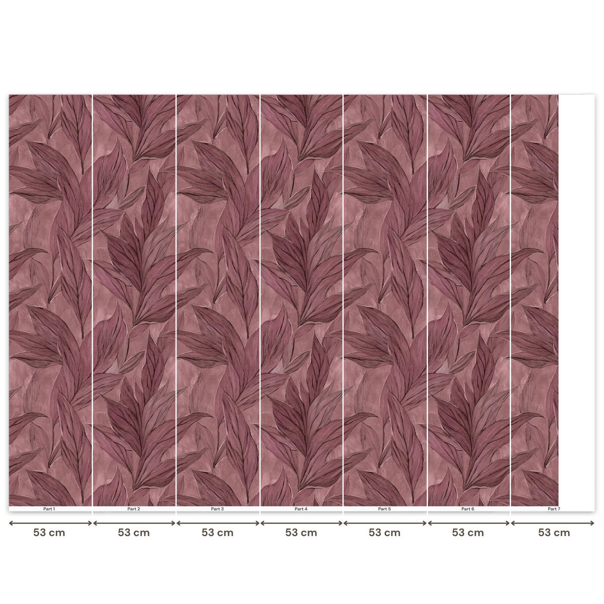 TAPETE - Blätter - Muster - Lila - 300x220 cm - Altrosa, Papier (300/220cm) - OnlyWow