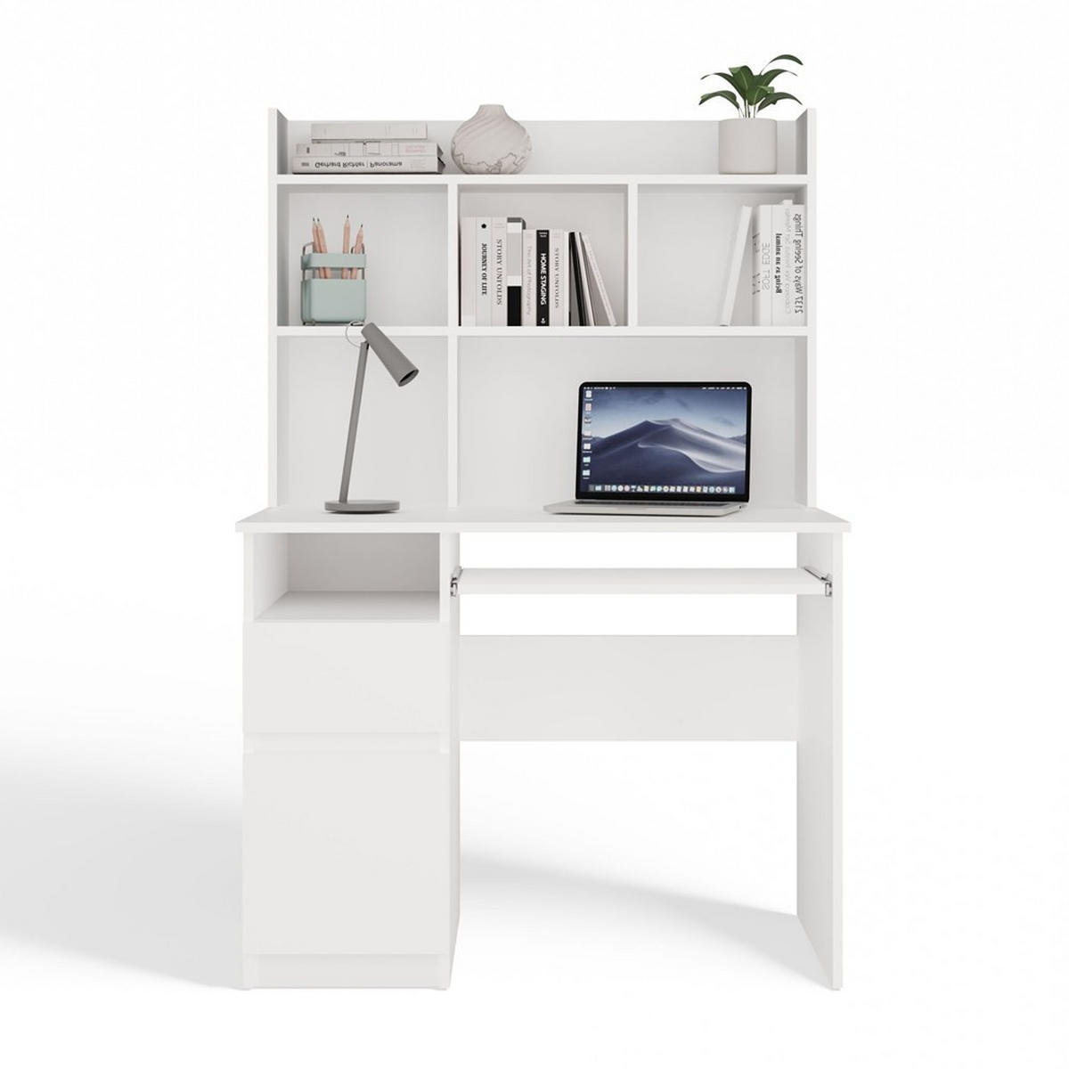 SCHREIBTISCH Weiß 98/145/51 - Weiß, Holzwerkstoff (51/98/145cm) - RAUMHIRSCH FURNITURE