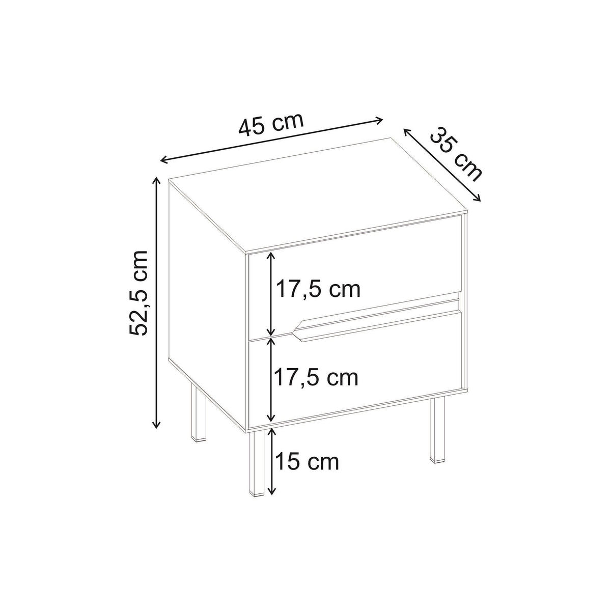NACHTTISCH Arch Sandstein, Warme Eiche 45/35/52,5 cm - Sandfarben, Holzwerkstoff/Metall (45/52.5/35cm) - Decortie
