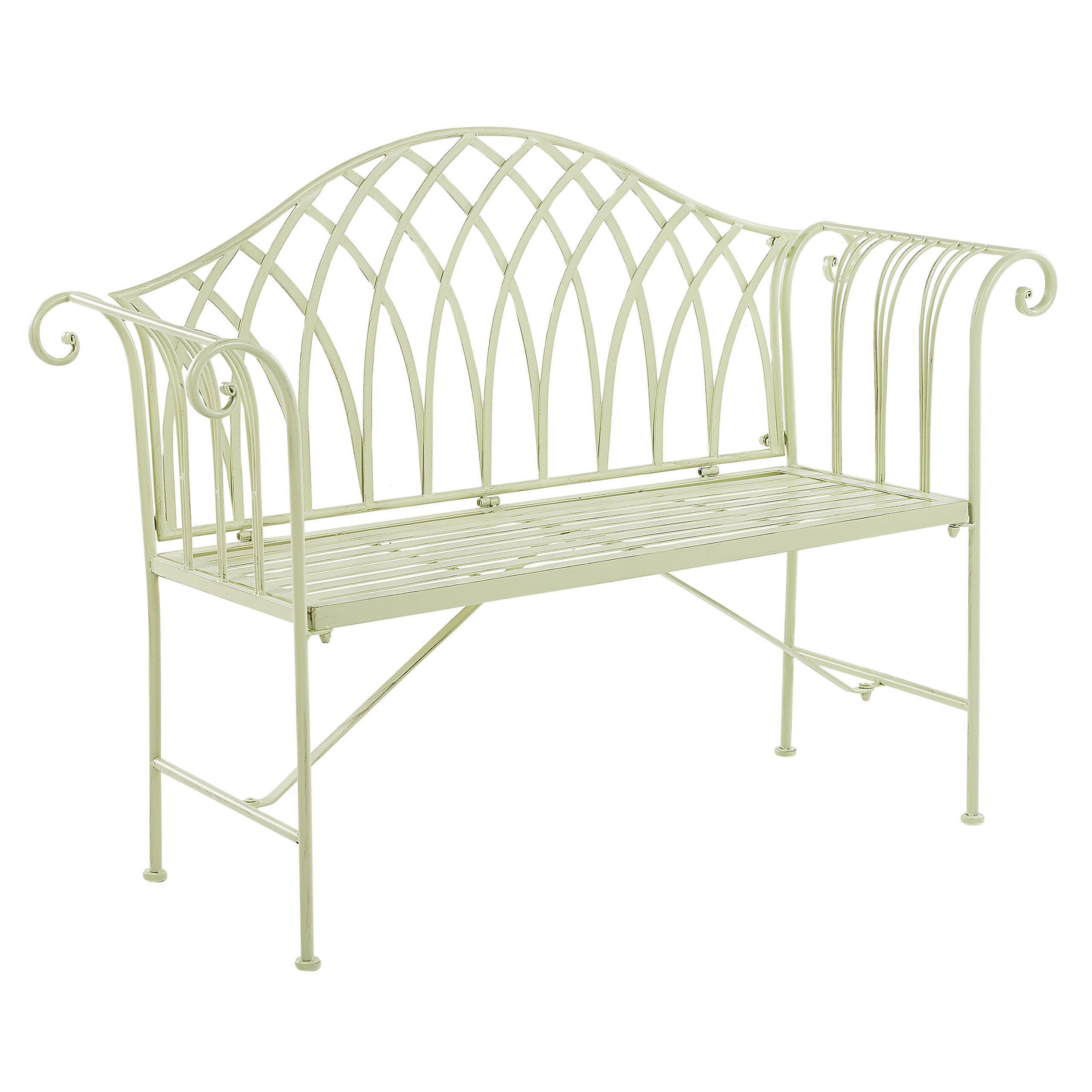 GARTENBANK Metall hellgrün 130 cm Milazzo - Grün, Metall (130/94/45cm) - Beliani