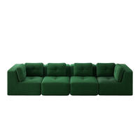4-SITZER Sofa 386x104x69 cm aus Cordstoff rahmenlos modular, grün - Grün, Textil (104/69/386cm)
