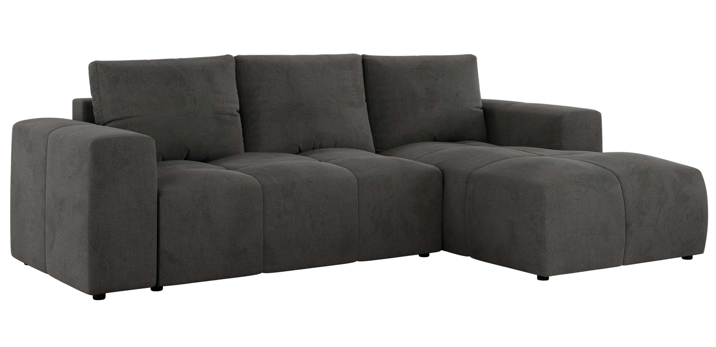 ECKSOFA MONIVA Dunkelgrau Velvet - Rechts - Dunkelgrau/Schwarz, Textil (266/164cm) - MKS