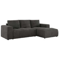 ECKSOFA MONIVA Dunkelgrau Velvet - Rechts - Dunkelgrau/Schwarz, Textil (266/164cm) - MKS
