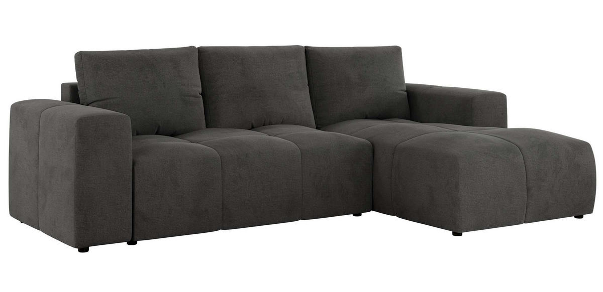 ECKSOFA MONIVA Dunkelgrau Velvet - Rechts - Dunkelgrau/Schwarz, Textil (266/164cm) - MKS