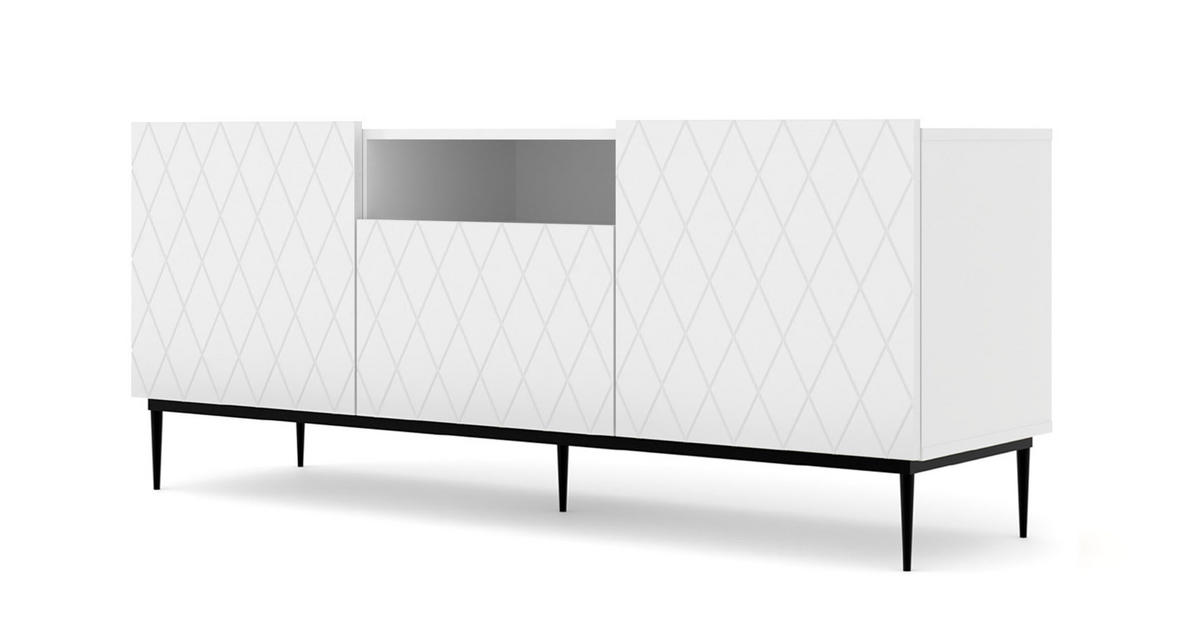 TV LOWBOARD Weiß, Schwarz 145/60/40 - Weiß, Holzwerkstoff (145/60/40cm) - RAUMHIRSCH FURNITURE