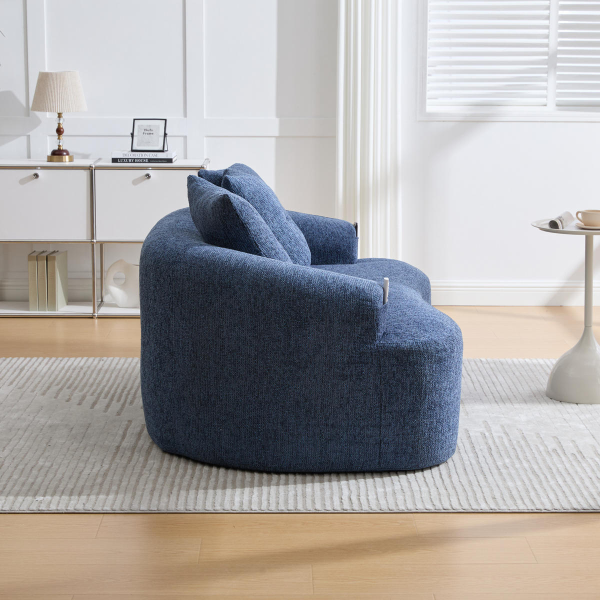 SOFA 2-Sitzer 164 cm Chenille Blau - Blau, Holzwerkstoff (164/60/92cm) - Meubliv
