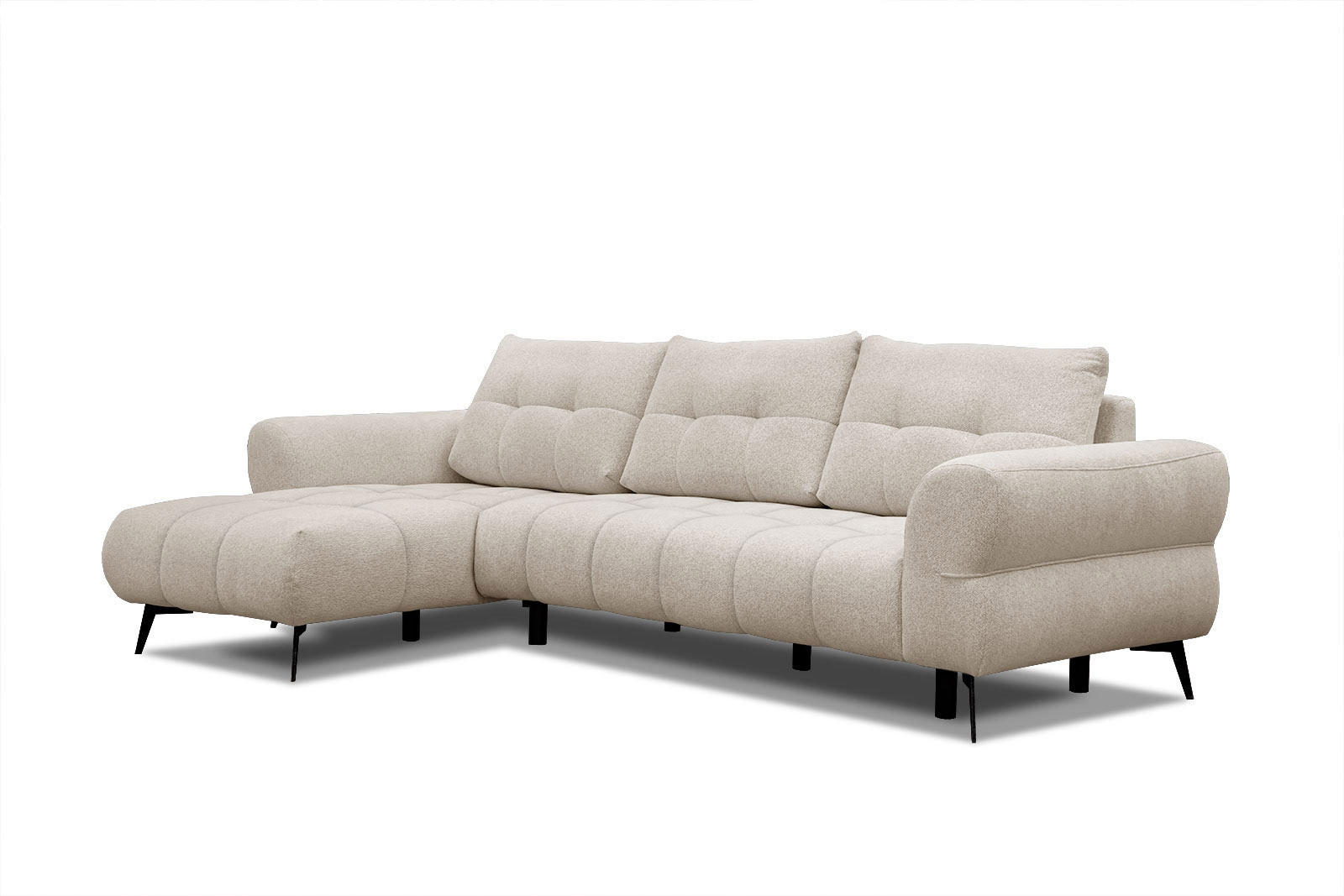 ECKSOFA SALVINI 4-Sitzer, ecru - Ecru/Schwarz, Holzwerkstoff/Textil (158/292cm) - Courtois Laville