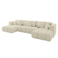 WOHNLANDSCHAFT Ottomane Links CLOUD-U-v1 414x180x40 Beige Bouclé - Beige, Holzwerkstoff/Kunststoff (414/90/180cm) - ALTDECOR