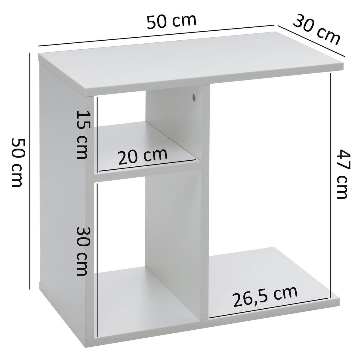 BEISTELLTISCH eckig CLAUDIU - Weiß, Holzwerkstoff (50/30/50cm) - tinkaro