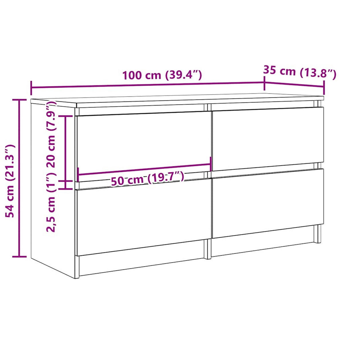 TV-SCHRANK Weiss 100/35/54 Cm Holzwerkstoff - Weiß, Holzwerkstoff (35/54/100cm) - vidaXL
