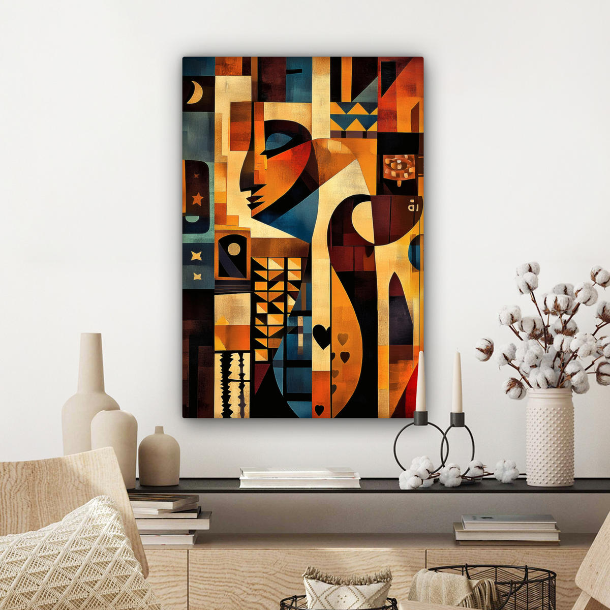 LEINWANDBILD Figuren - Abstrakt - Symbole Wanddeko 40x60 cm - Terracotta, Textil (40/60cm) - MuchoWow