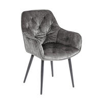 STUHL MILANO Samt Grün 85 cm - Schwarz/Grün, Textil/Metall (59/84/62cm) - riess-ambiente