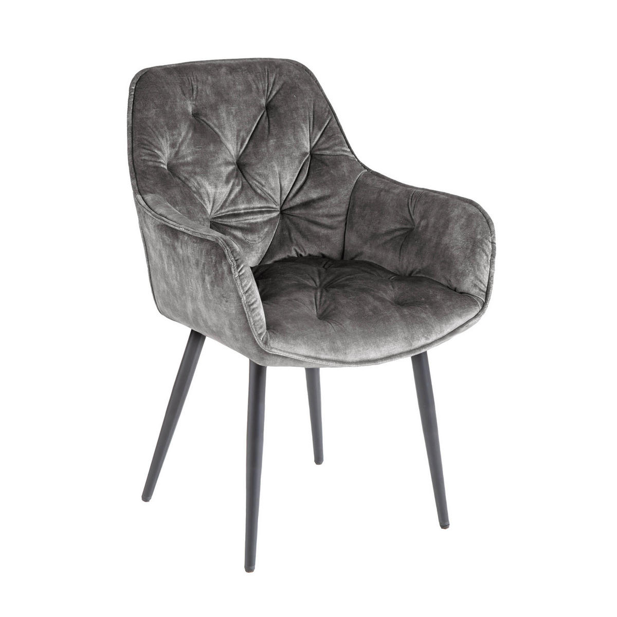 STUHL MILANO Samt Grün 85 cm - Schwarz/Grün, Textil/Metall (59/84/62cm) - riess-ambiente