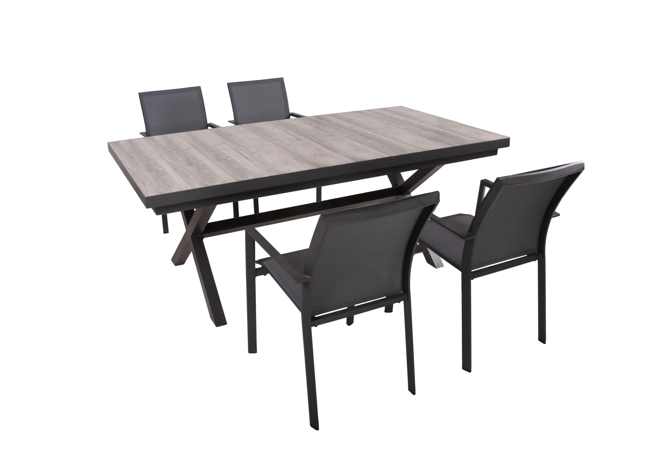 GARTEN-SITZGRUPPE Jana 5-teilig Gartenmöbel-Set - Grau, Metall - DELUKE