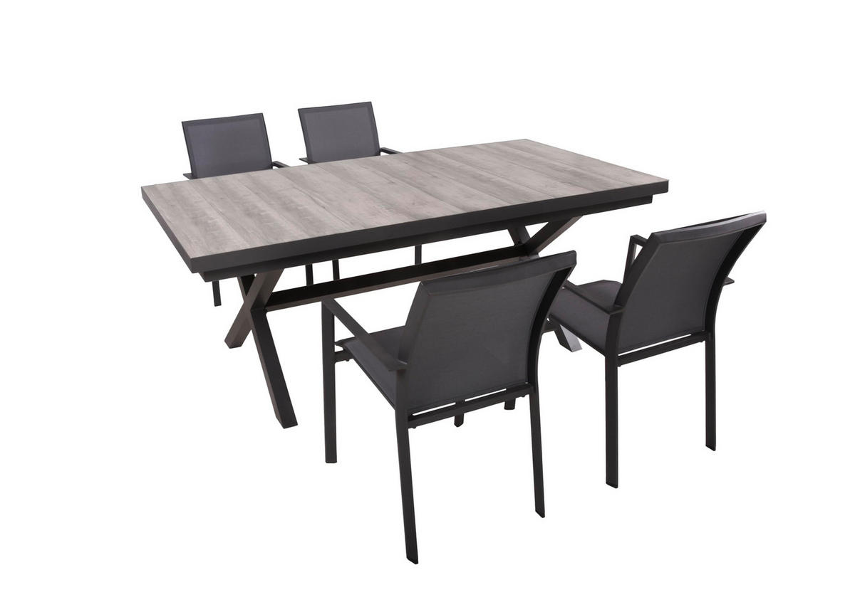 GARTEN-SITZGRUPPE Jana 5-teilig Gartenmöbel-Set - Grau, Metall - DELUKE