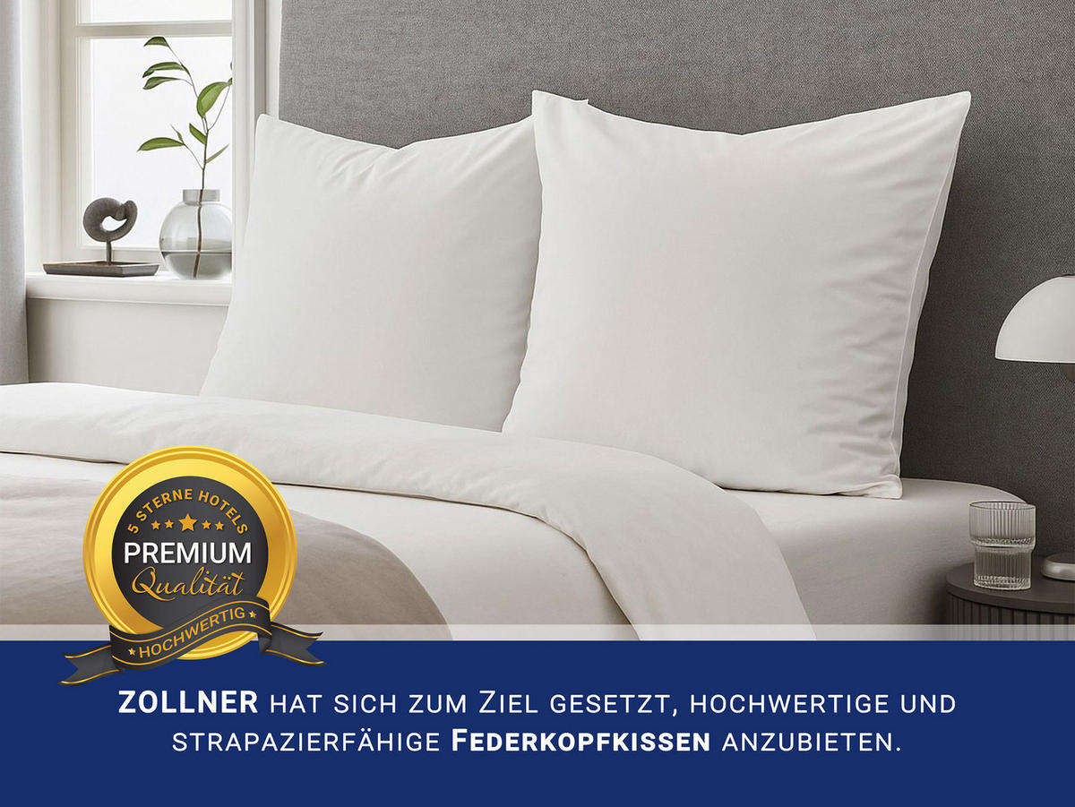 KISSEN, 80x80 cm, 85% Federn, 15% Daune - Weiß, Kunststoff (80/80cm) - Zollner