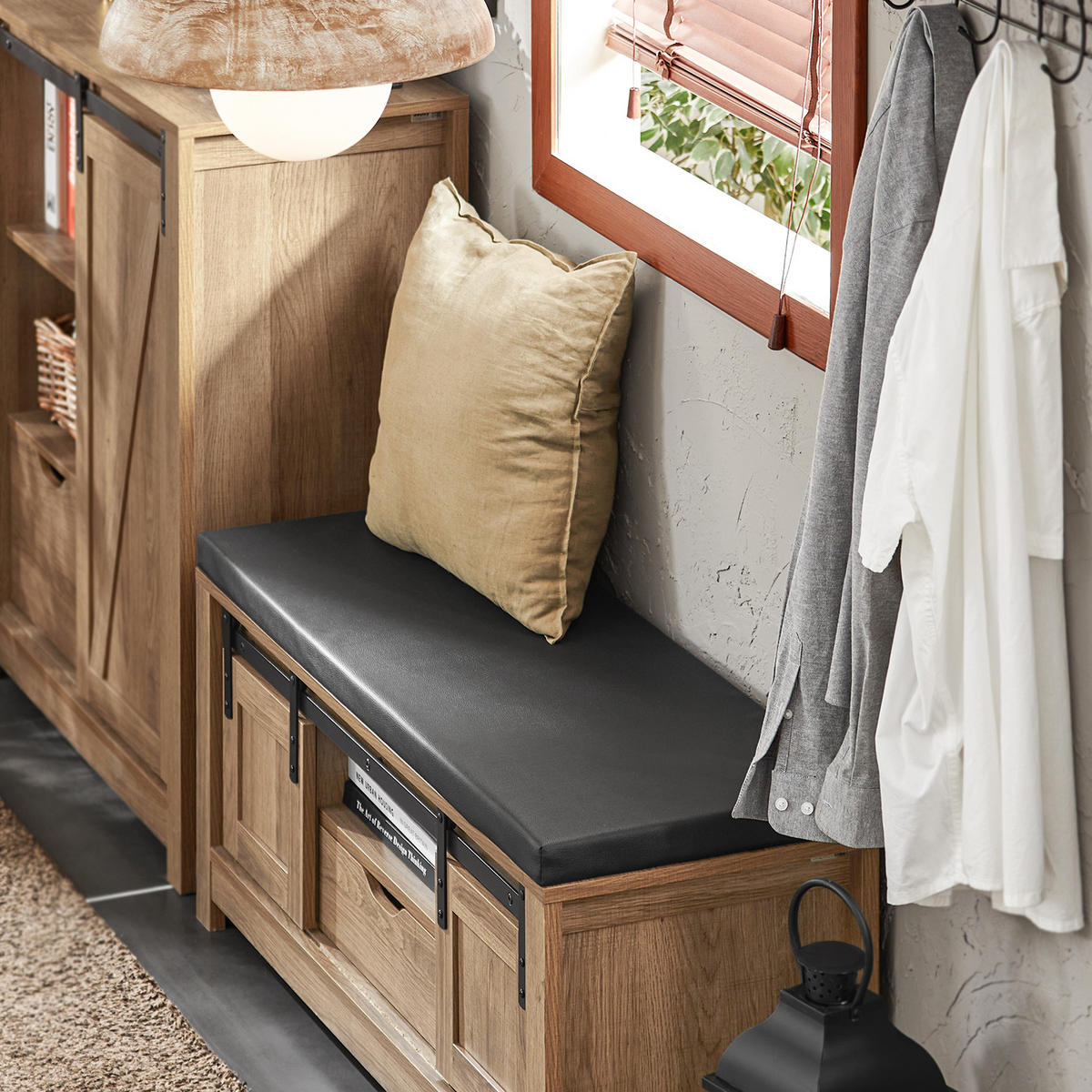 SCHUHBANK Natur - Braun, Holzwerkstoff (100/46/35cm) - SoBuy