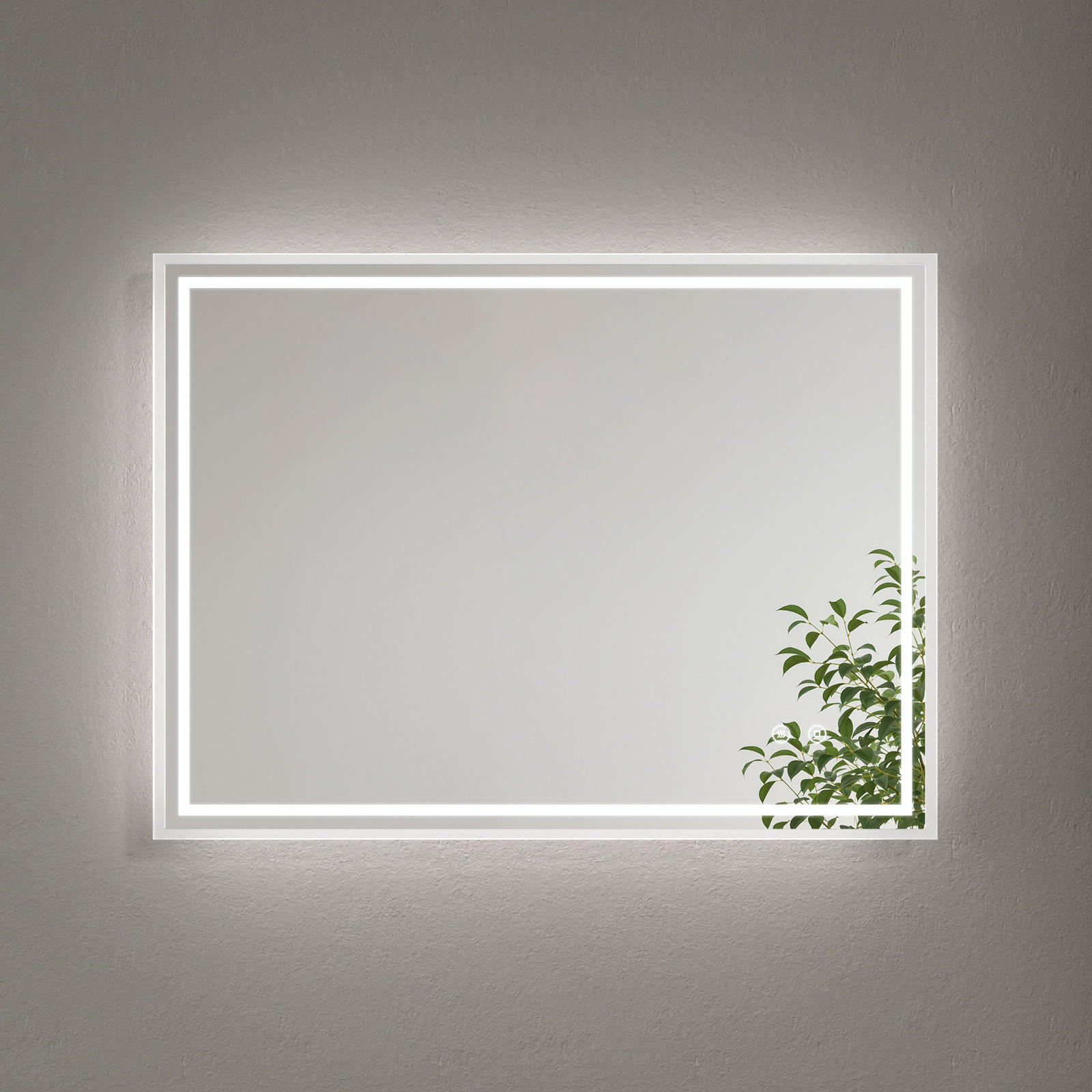 BADSPIEGEL mit Power-Off-Memory-Funktion Beleuchtung 80/60/3,5 cm - Weiß, Glas (60/3.5/80cm) - EMKE