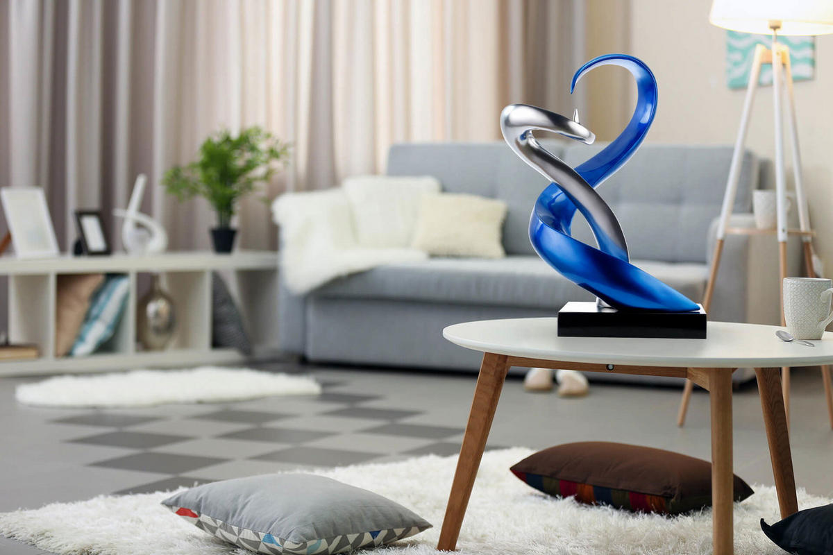 SKULPTUR Blau 45/63 cm - Blau/Silberfarben, Stein (8.55/63/28cm) - KUNSTLOFT
