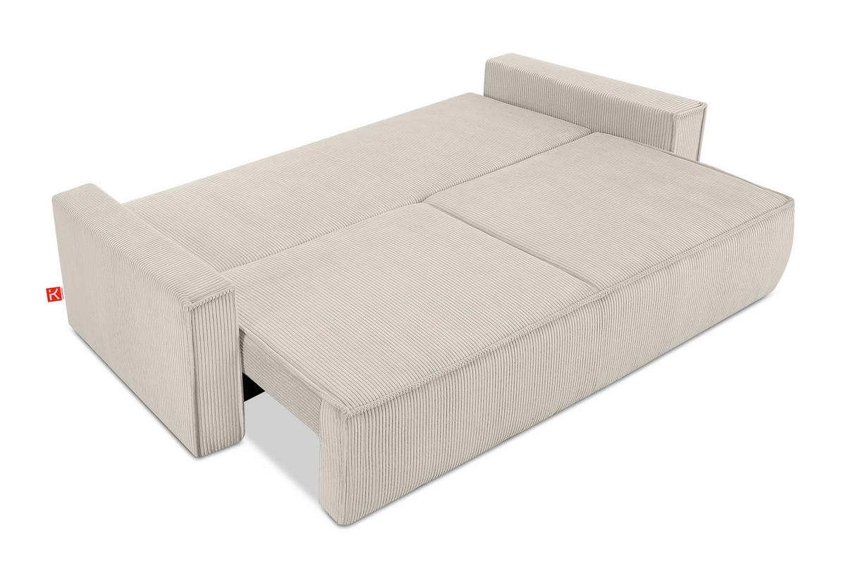 SCHLAFSOFA NAPI in Pet Friendly Cord-Stoff, cremefarben - Creme/Schwarz, Textil (228/89/101cm) - KONSIMO®