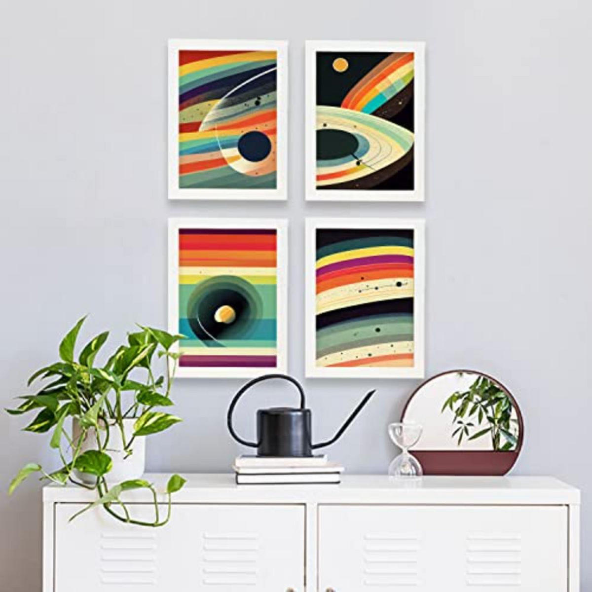 POSTER Set mit 4 Abstrakt Kurve Moderne Galaxien A4 Rahmenlos - Klar, Papier (29.7/3cm) - Nacnic