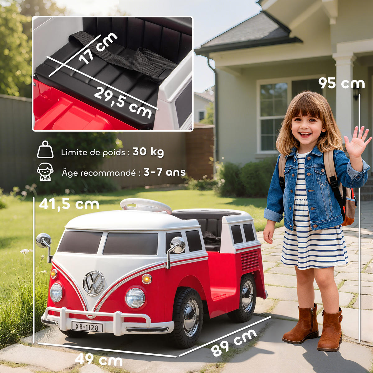 ELEKTRO-KINDERAUTO DE-13131 2 Motoren Rot - Rot, Metall (89/49/41.5cm) - ComfortXL