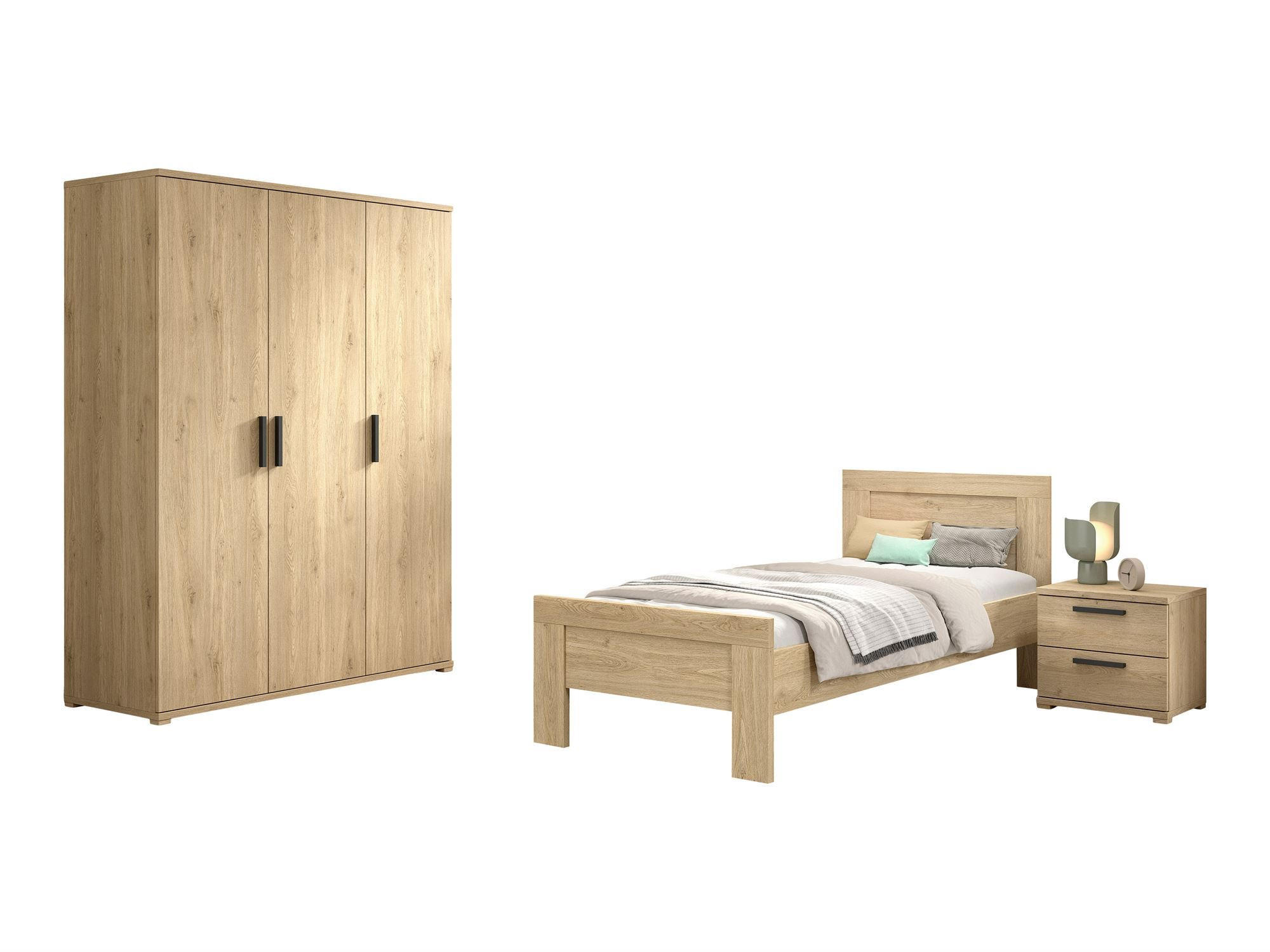 JUGENDZIMMER Set Keelia Eiche Melamin 3tlg Möbel - Eichefarben, Kunststoff (100/1/200cm) - 58aufmkessel
