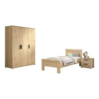 JUGENDZIMMER Set Keelia Eiche Melamin 3tlg Möbel - Eichefarben, Kunststoff (100/1/200cm) - 58aufmkessel
