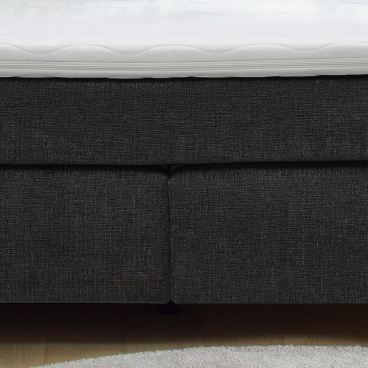 BOXSPRINGBETT 180x200 cm mit Bonell-Wende-Federkernmatratzen H2/H3, Bonell-Federkernpolsterung, PU-Schaum-Topper, 2 Kissen, Chenille Anthrazit / 20031 - Anthrazit/Schwarz, Textil/Metall (180/200cm) - luma-home