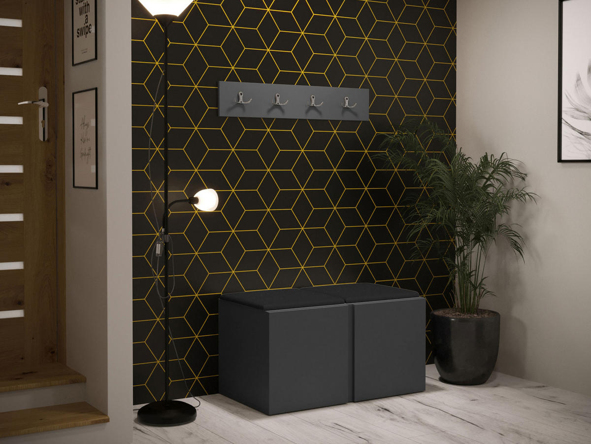 GARDEROBEN-SET Orion VI - Graphitfarben/Schwarz, Holzwerkstoff/Kunststoff (84/42/46cm) - MIRJAN24