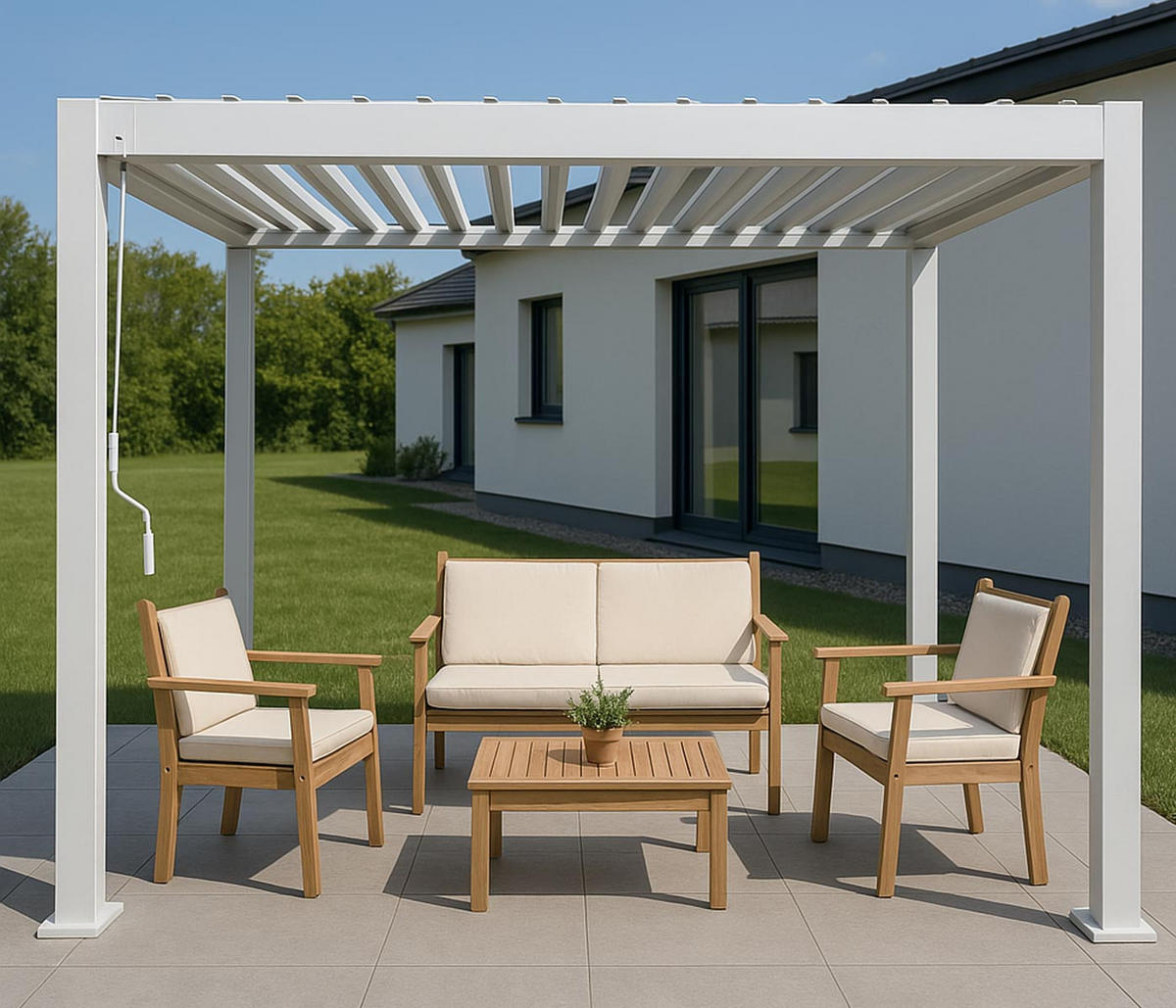 PERGOLA Weiß - Weiß, Metall (308/230/308cm) - MCW
