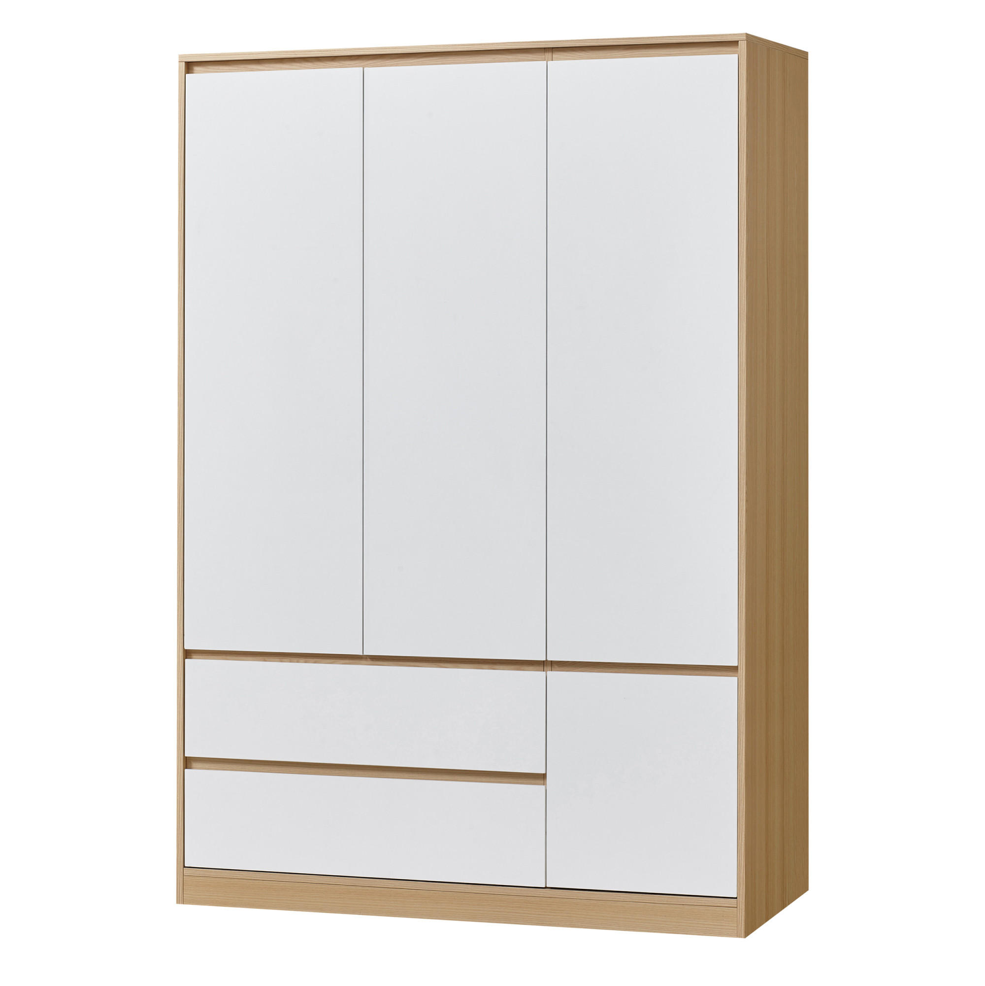 [en.casa] Kleiderschrank Eiche, Weiß 120x176x52 cm