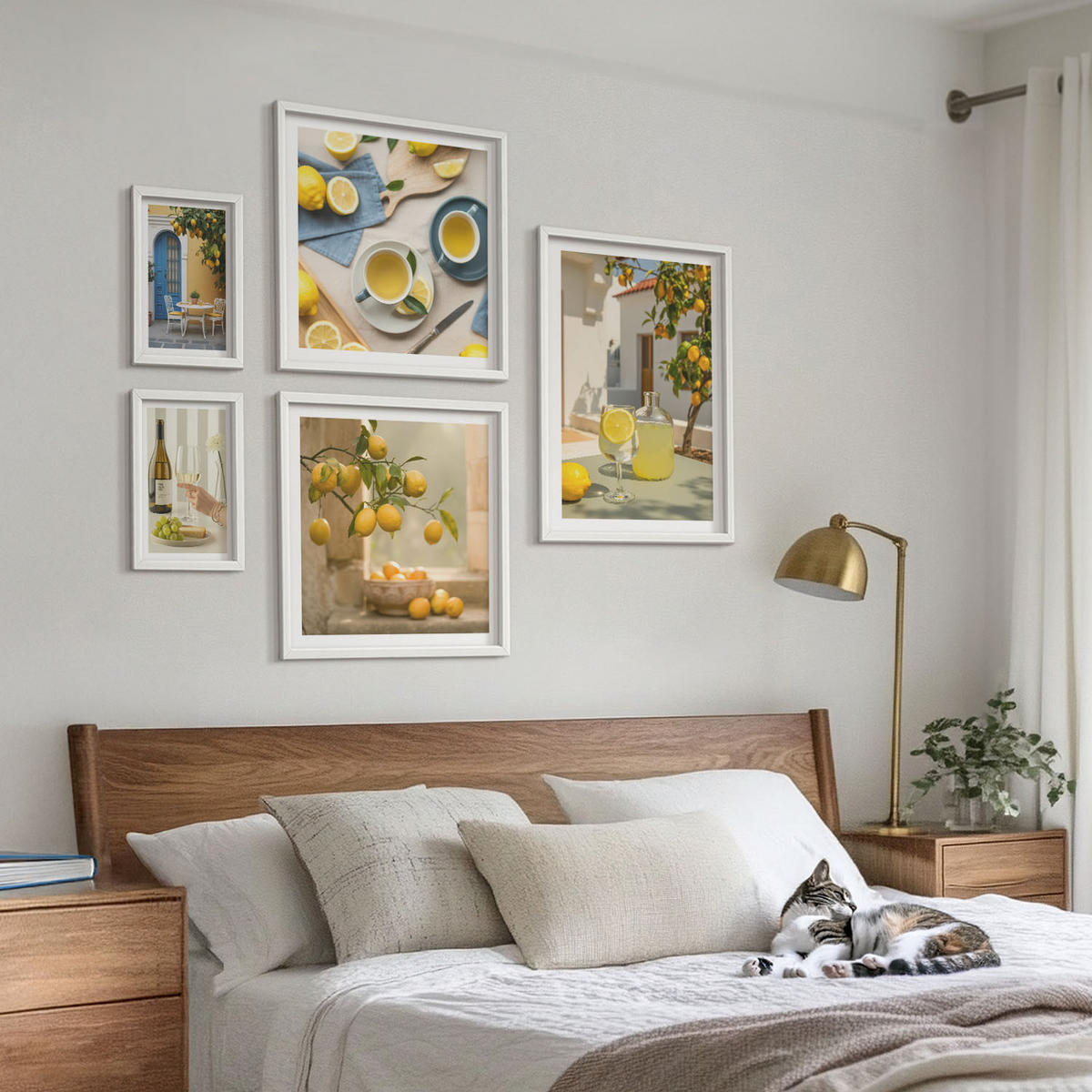 BILDER SET 5er Set - 50x50 cm & 20x30 cm & 40x60 cm Weißer Rahmen - Patio Sun Limonade - Weiß, Kunststoff (40/60cm) - TULUP