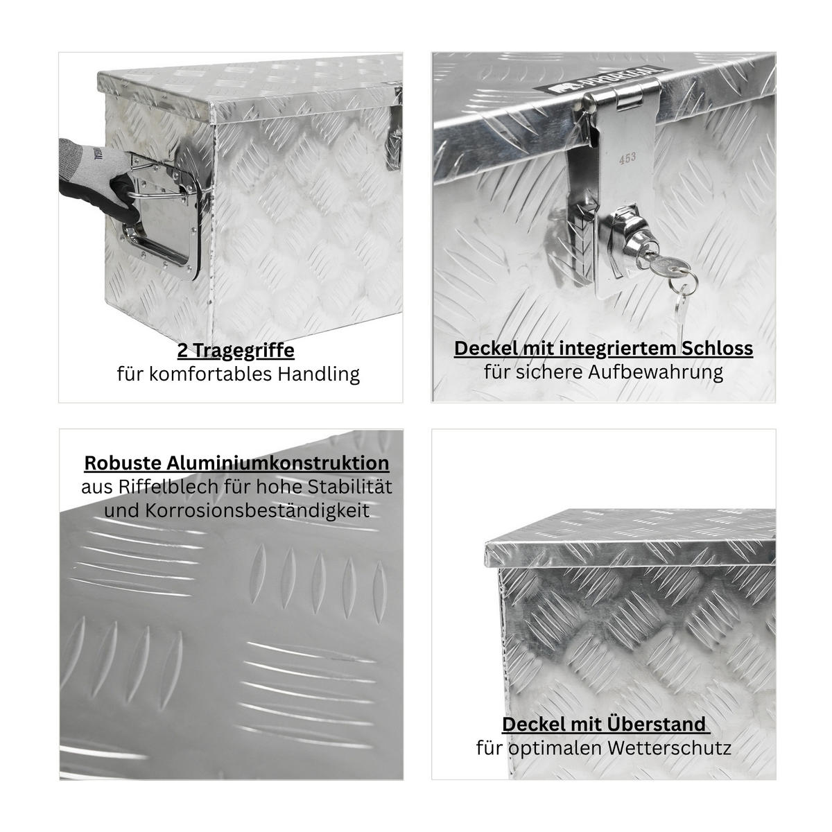 DEICHSELBOX Titan Anhängerbox 25x68x30cm Aluminium - Silberfarben, Metall (68/25/30cm) - PROREGAL