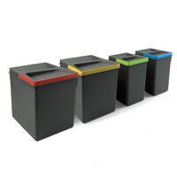 RECYCLINGBEHÄLTER für Küchenschublade, Höhe 266mm, 2x15l, 2x7l, Kunststoff anthrazitgrau 4er-set - Anthrazit, Kunststoff (21.6/27/31.2cm) - EMUCA