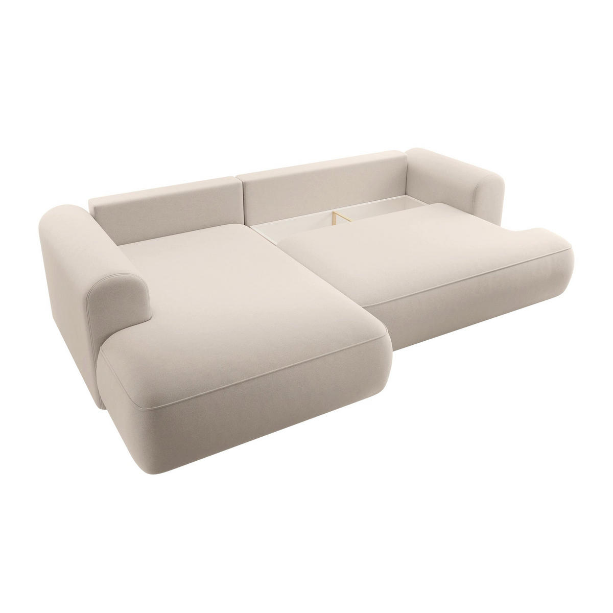 ECKSOFA Ovo Hellbeige Samt - Ecru/Schwarz, Kunststoff/Textil (260/165cm) - Selsey