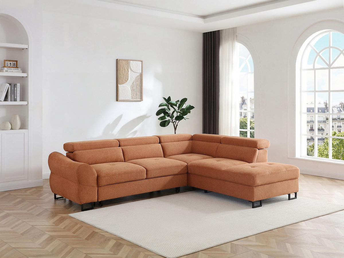 SCHLAFSOFA - 5 Personen - stoff - terracotta Vaverdo - Terracotta, Textil (272/76/230cm) - Vente-Unique