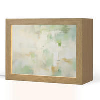 TISCHLEUCHTE Abstrakt - Kunst - Weiß - Grün - Modern 20x15 cm - Blau, Holzwerkstoff (8/20/15cm) - OnlyWow