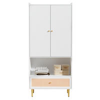 KLEIDERSCHRANK 80/175/48 cm Weiß/Natur aus Spanplatte mit PE-Rattan-Front - Weiß, Holzwerkstoff (48/175/80cm) - OKMYHOME