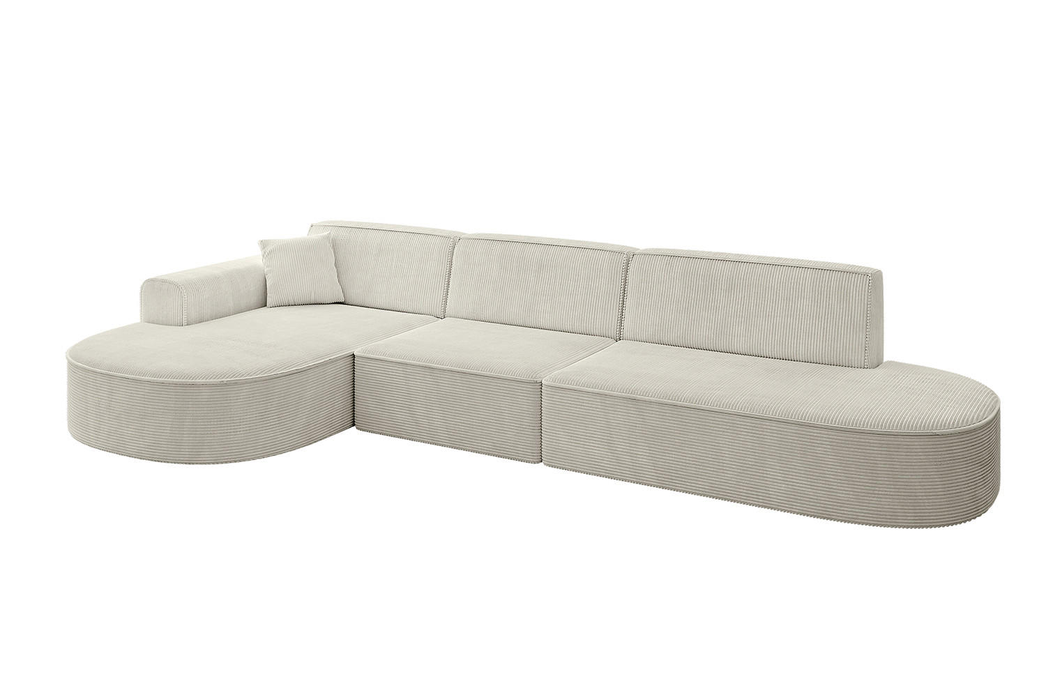 ECKSOFA Ottomane Links MARI-L2 - 317x163x73,5 cm Hellgrau Cord - Hellgrau/Schwarz, Holzwerkstoff/Kunststoff (165/321cm) - ALTDECOR