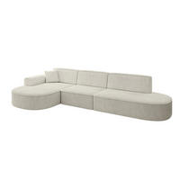 ECKSOFA Ottomane Links MARI-L2 - 317x163x73,5 cm Hellgrau Cord - Hellgrau/Schwarz, Holzwerkstoff/Kunststoff (165/321cm) - ALTDECOR