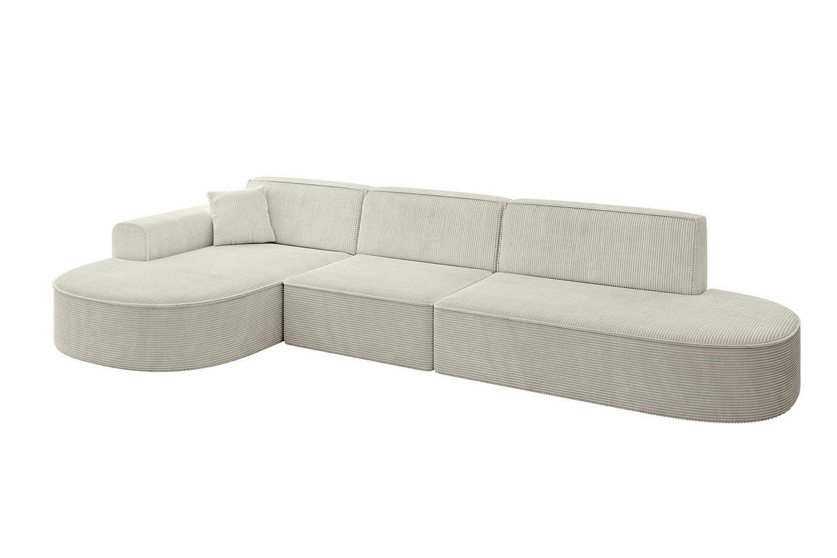 ECKSOFA Ottomane Links MARI-L2 - 317x163x73,5 cm Hellgrau Cord - Hellgrau/Schwarz, Holzwerkstoff/Kunststoff (165/321cm) - ALTDECOR