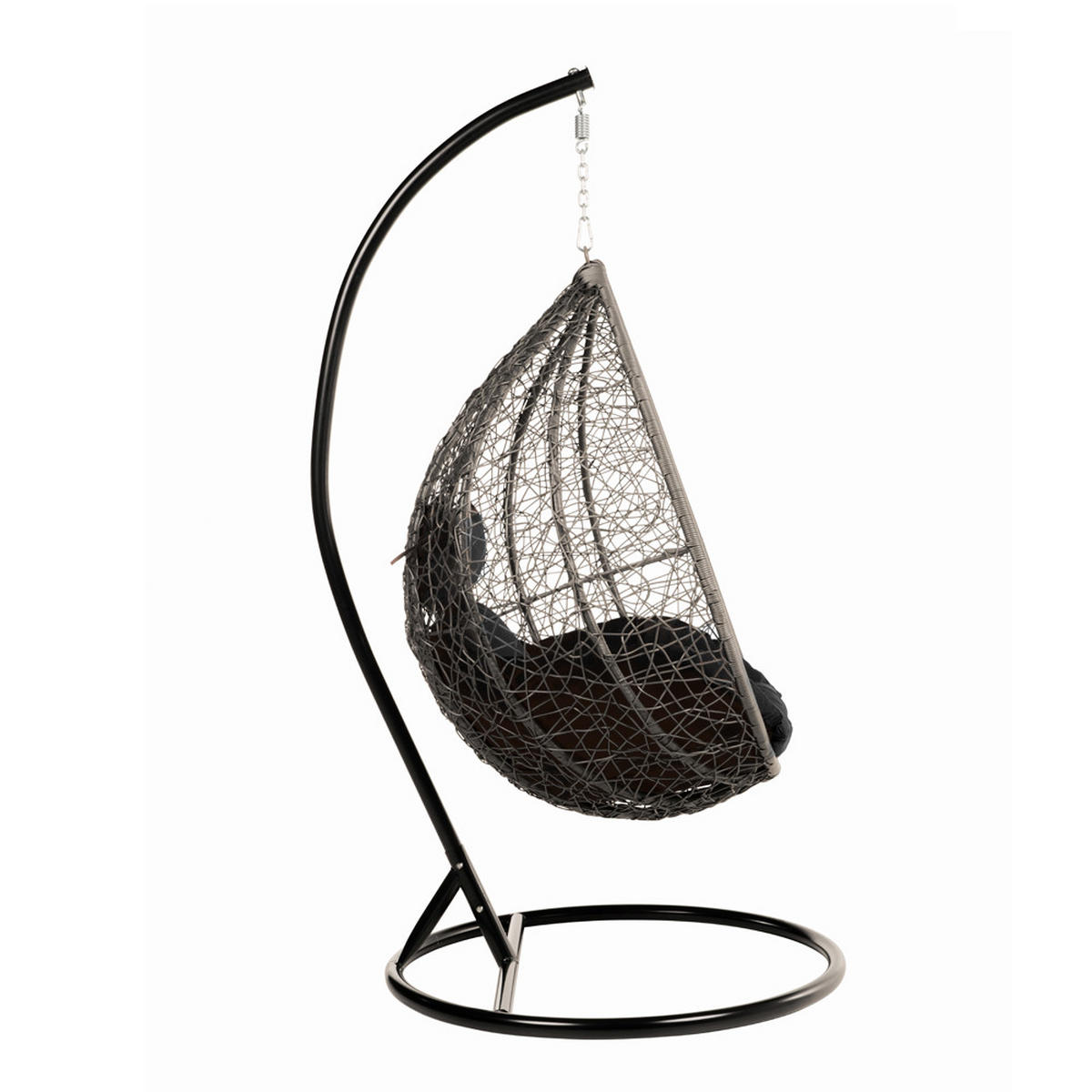 HÄNGESESSEL CIELO - Farbe: Schwarz, Ausstattung: Mit Regenabdeckung - Schwarz, Kunststoff (104/200/104cm) - Home Deluxe