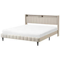 BETT mit LED 180/200 cm Stoff Hellbeige Beaulieu - Beige, Textil (180/200cm) - Beliani
