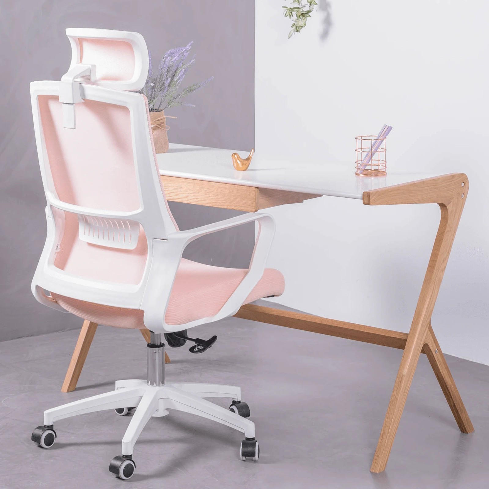 SCHREIBTISCHSTUHL Textil Pink - Pink, Textil (60/114/58cm) - Nest Dream